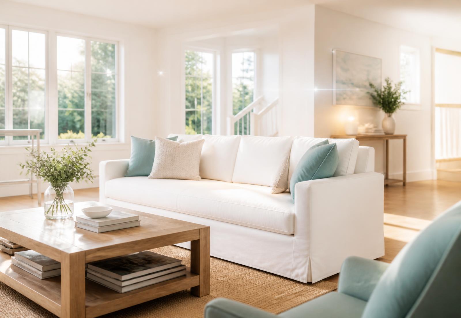 Bright, freshly cleaned living room in a Fort Collins home